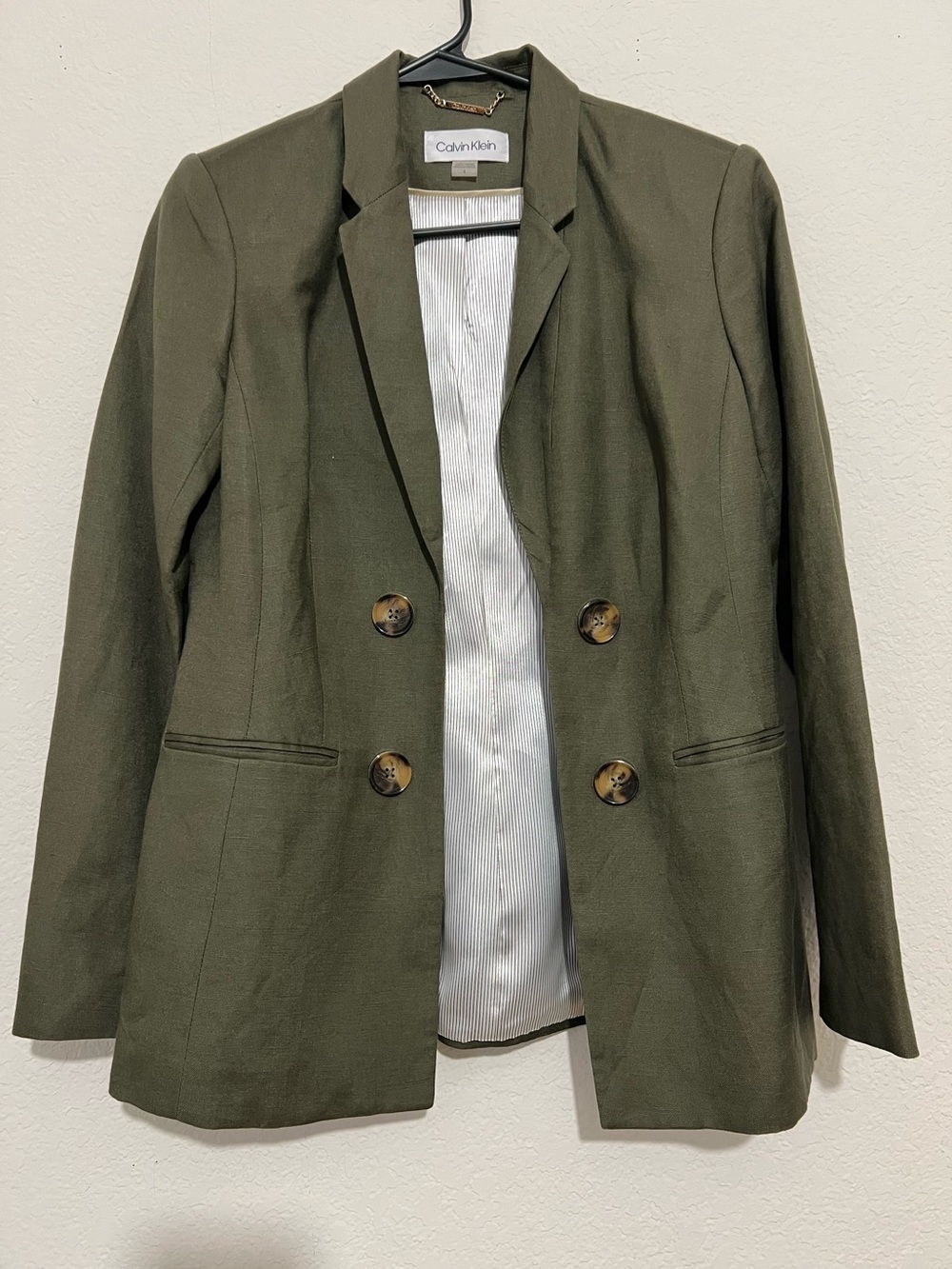 Calvin Klein Linen Blend Open Blazer Size 4